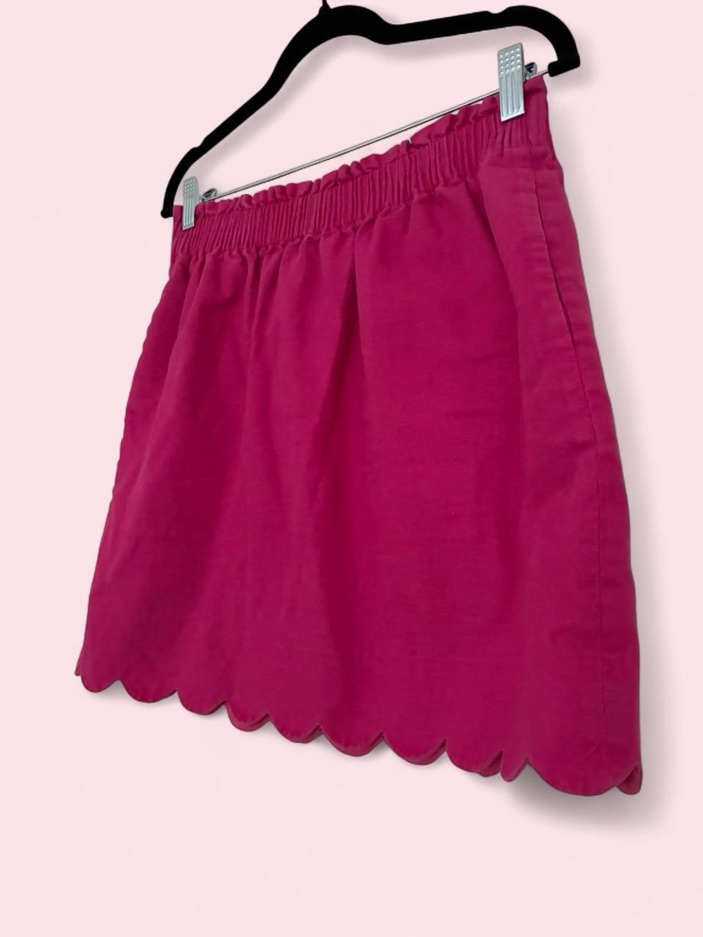 J.Crew Pink scalloped mini skirt with elastic waistband Size 8 - Picture 2 of 2